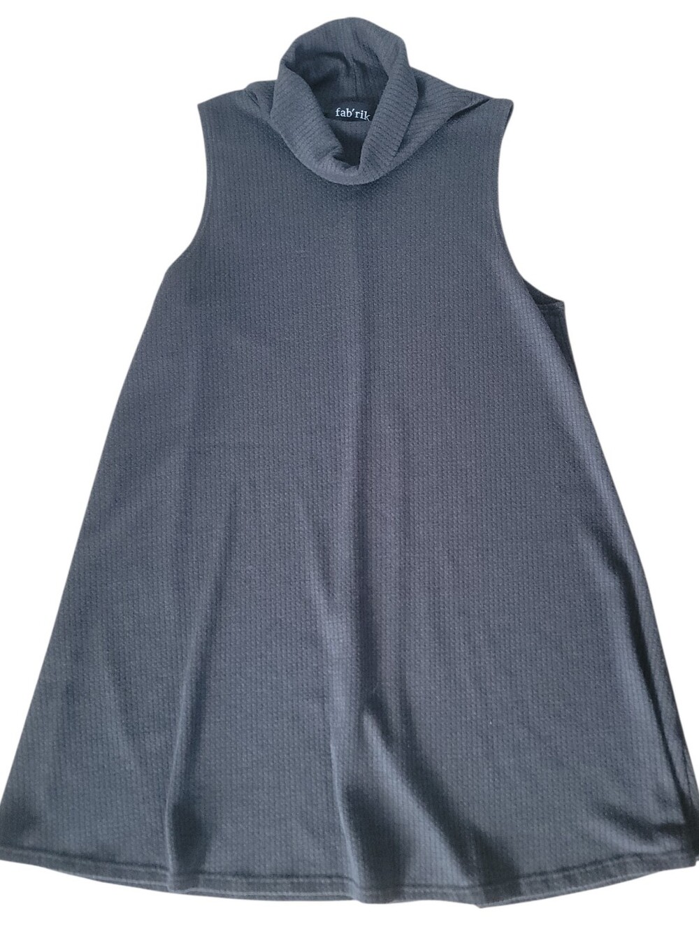 Fab'rik Women's Gray Small Sleeveless Cowl Neck Shift Mini Dress Tunic Casual